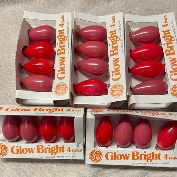 20 RARE VINTAGE General Electric red fluted outdoor replacement bulbs